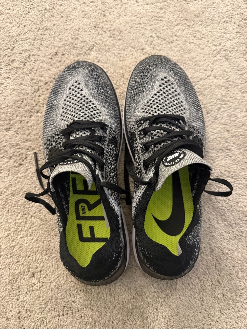 Nike Free RN Flyknit 2018 Black Gray Running Training Athletic Shoes Sz 7.5 EUC